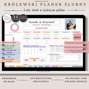Królewski Planer Ślubny w Excelu – panel z odliczaniem do ślubu