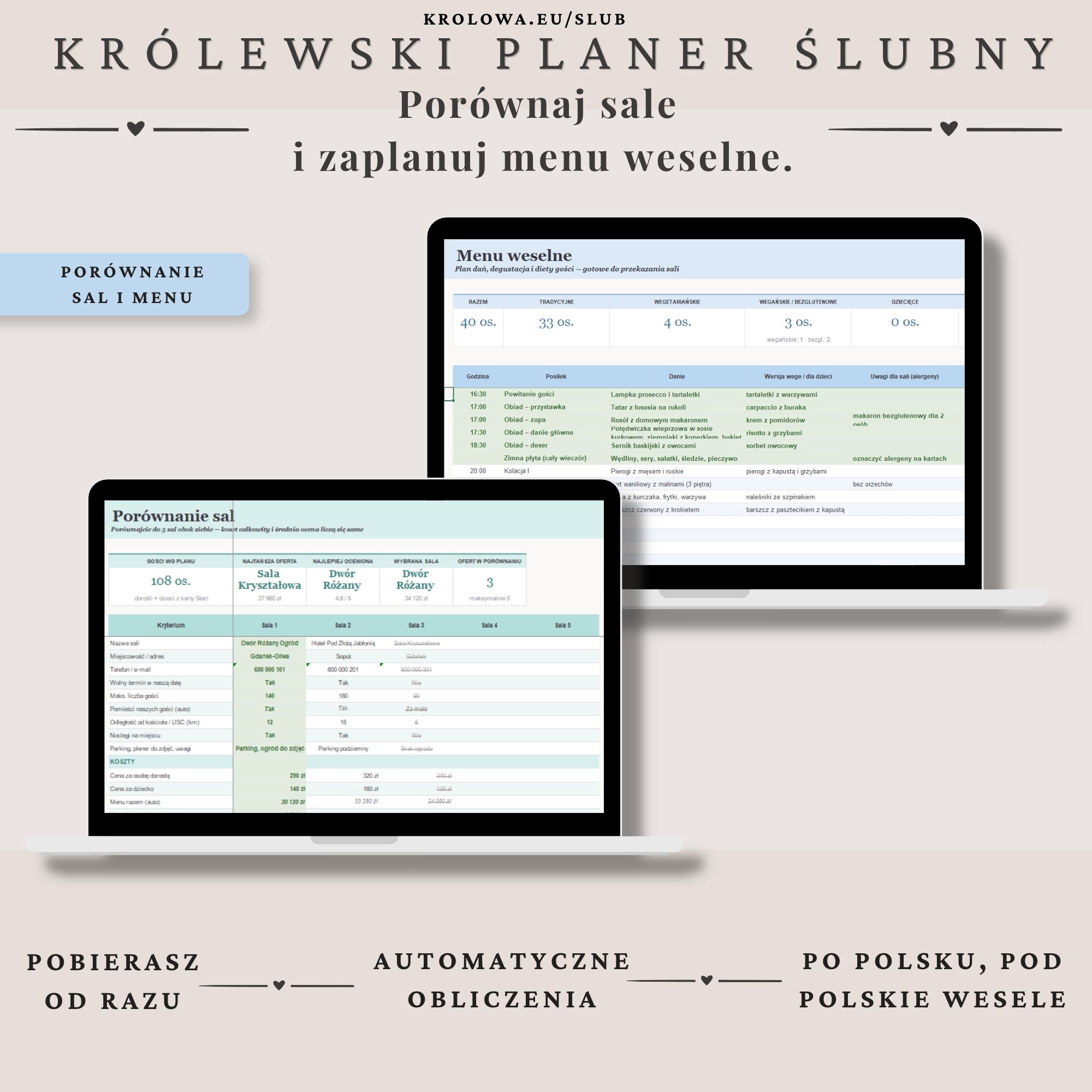 krolewski-planer-slubny-6 Porównanie sal weselnych i menu weselne w arkuszu