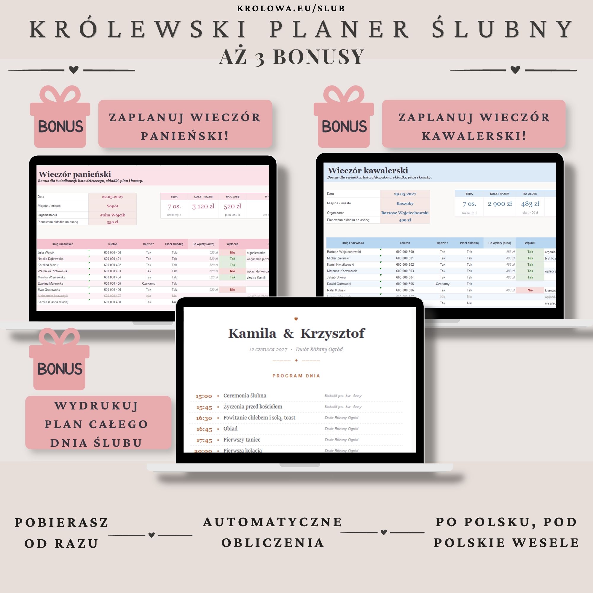 krolewski-planer-slubny-8 Bonusy: plan dnia ślubu do druku, wieczór panieński i kawalerski